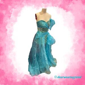 TS Couture Lin Tang Aqua Sequin Dress